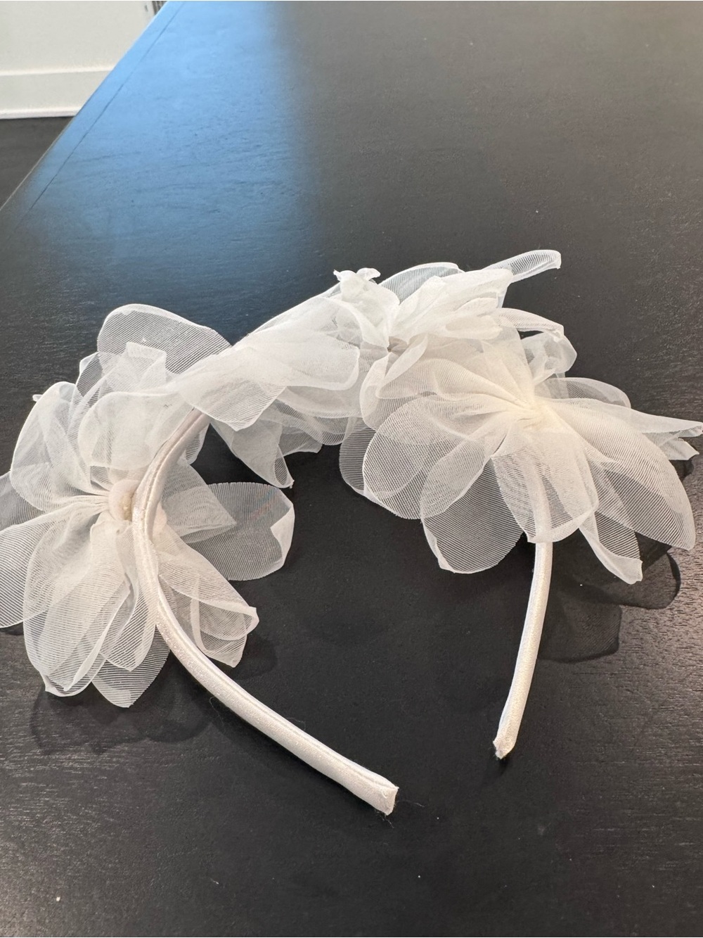 White Floral Tulle Headband for Kids